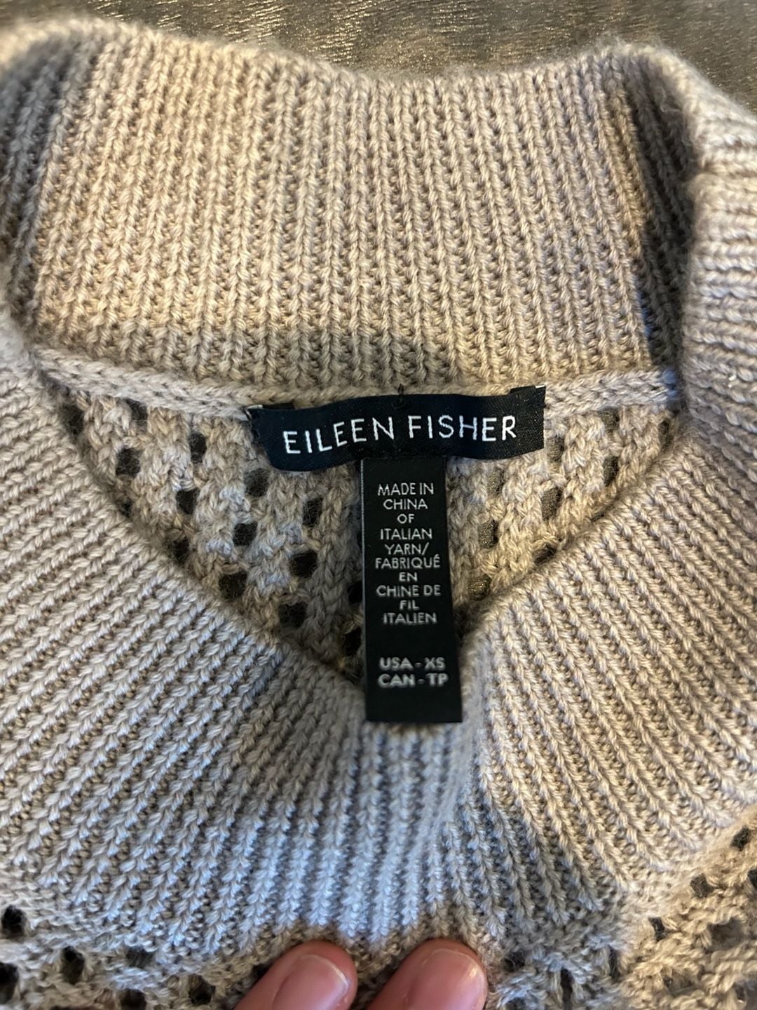 Eileen Fisher Open Knit Vest Size XS Taupe Sleeveless Sweater 3