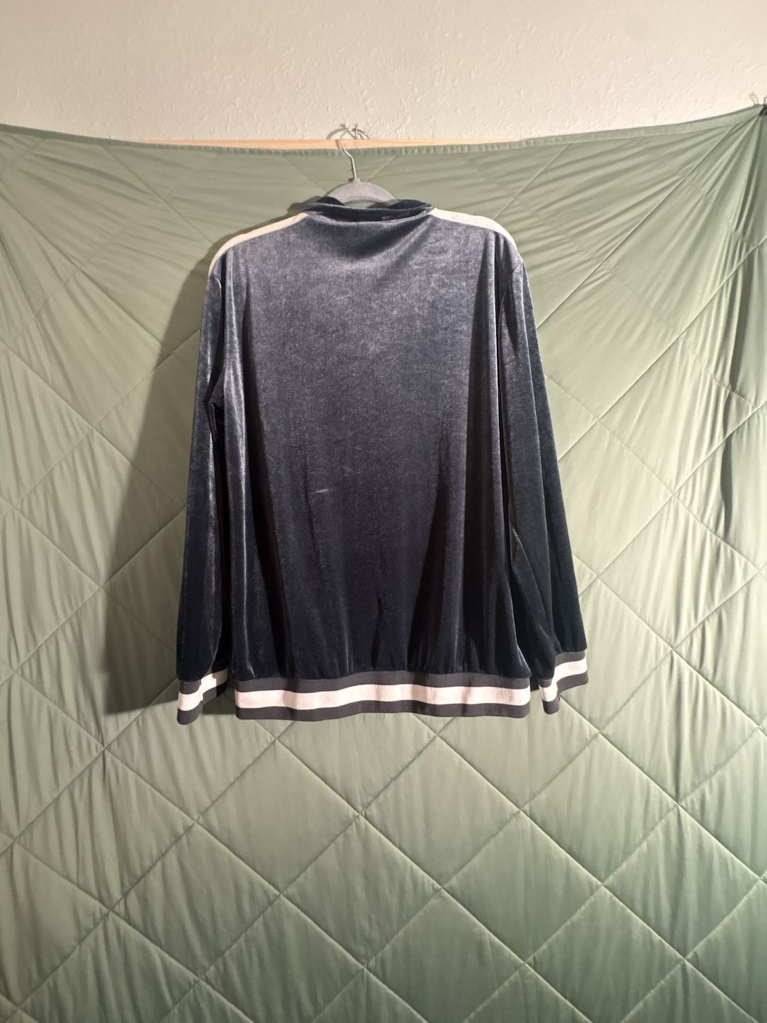 Velour Track Jacket Size XXL Gray Full Zip Stripe 4