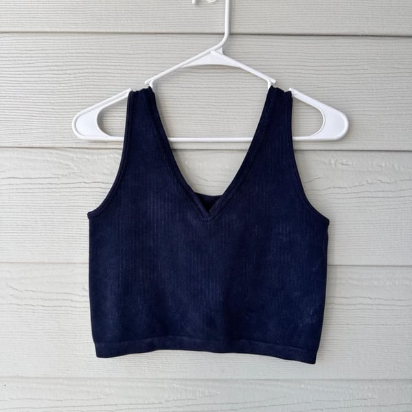 Fabletics blue ribbed tank top size large