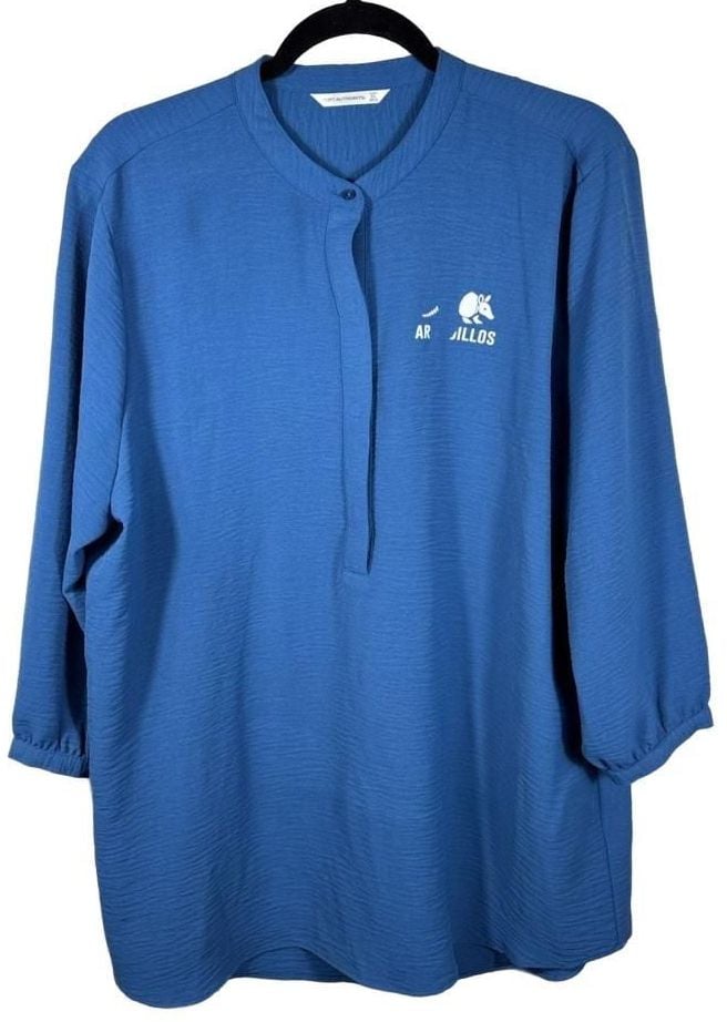 Port Authority 3/4-Sleeve Textured Crepe Tunic Size XL Blue 2