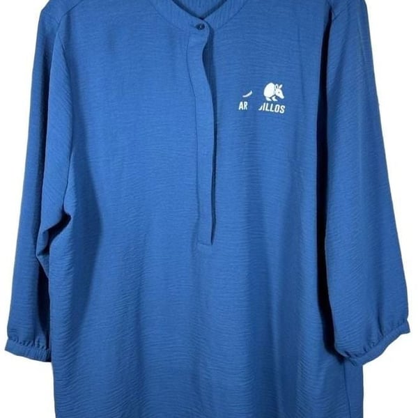 Port Authority 3/4-Sleeve Textured Crepe Tunic Size XL Blue