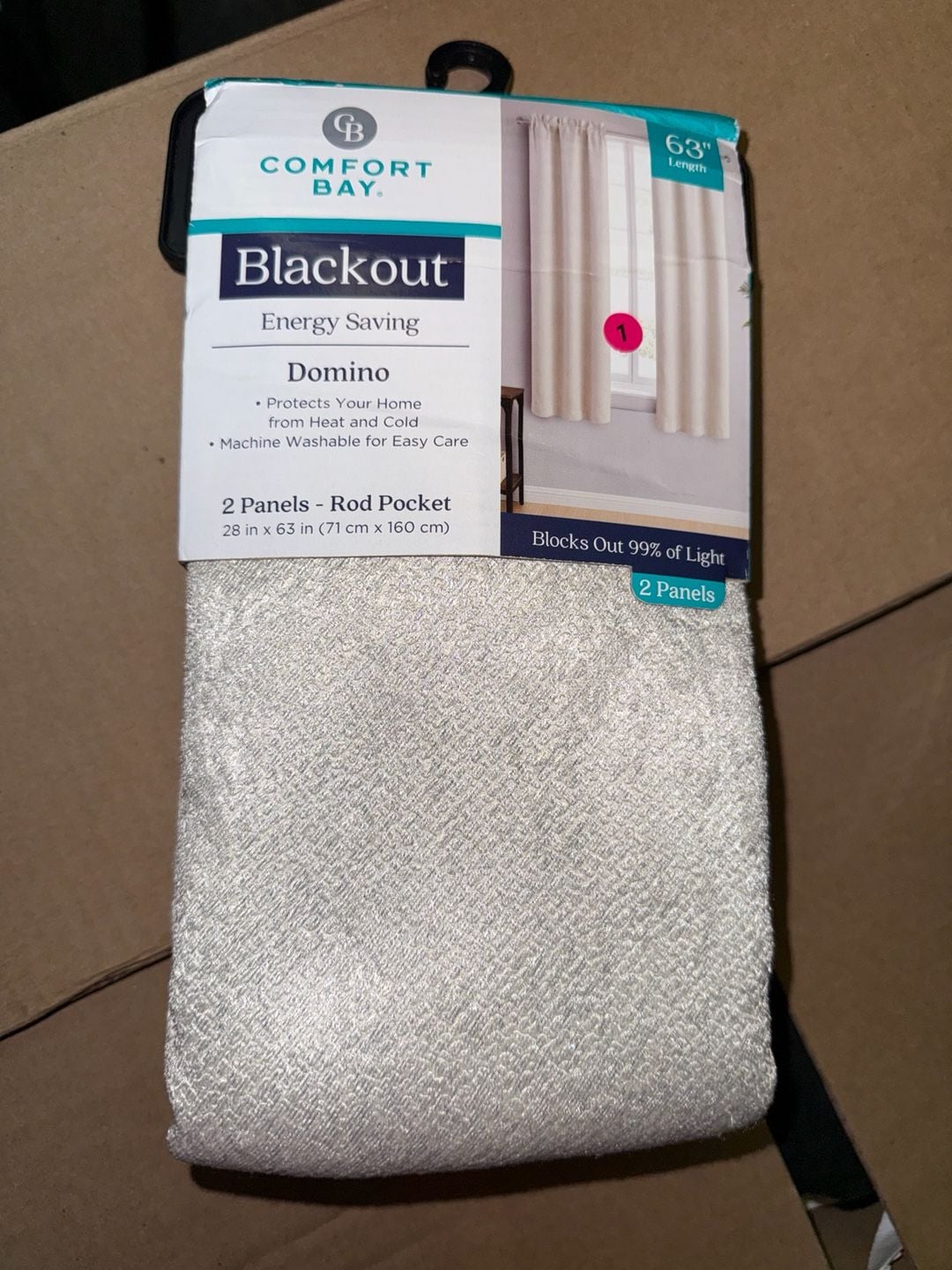 Comfort Bay Domino Blackout Curtain Panels 28x63 White 2-Pack 2