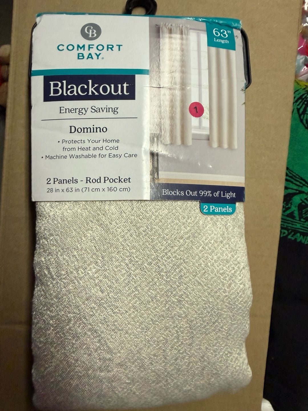 Comfort Bay Domino Blackout Curtain Panels 28x63 White 2-Pack 3