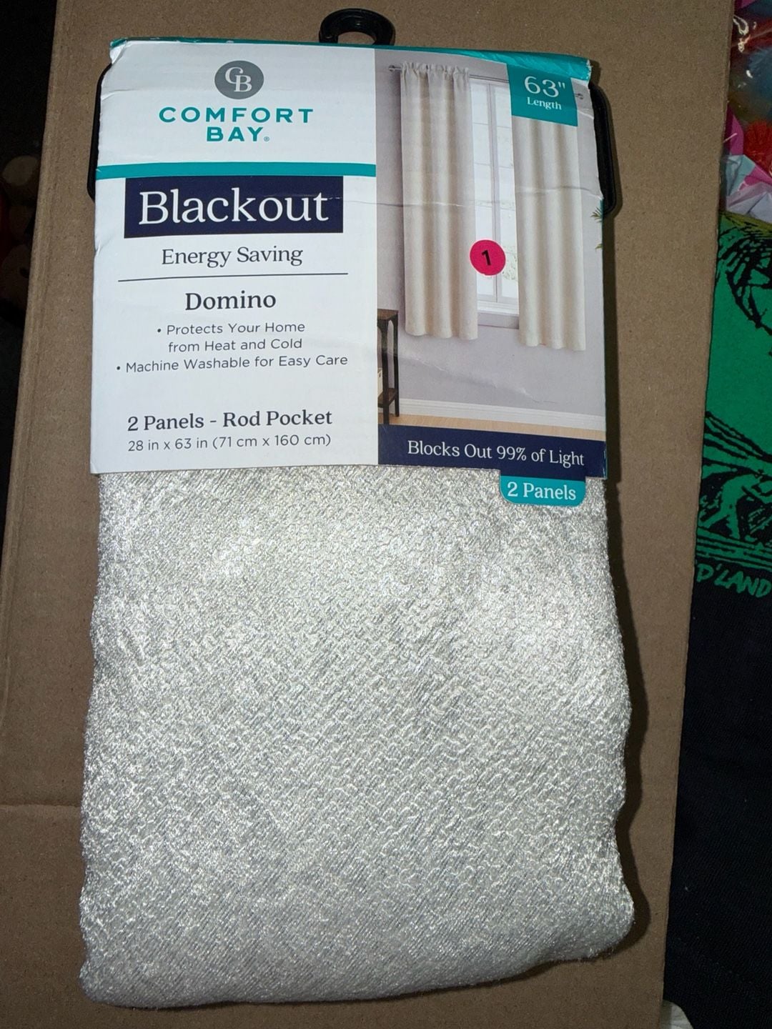 Comfort Bay Domino Blackout Curtain Panels 28x63 White 2-Pack 5