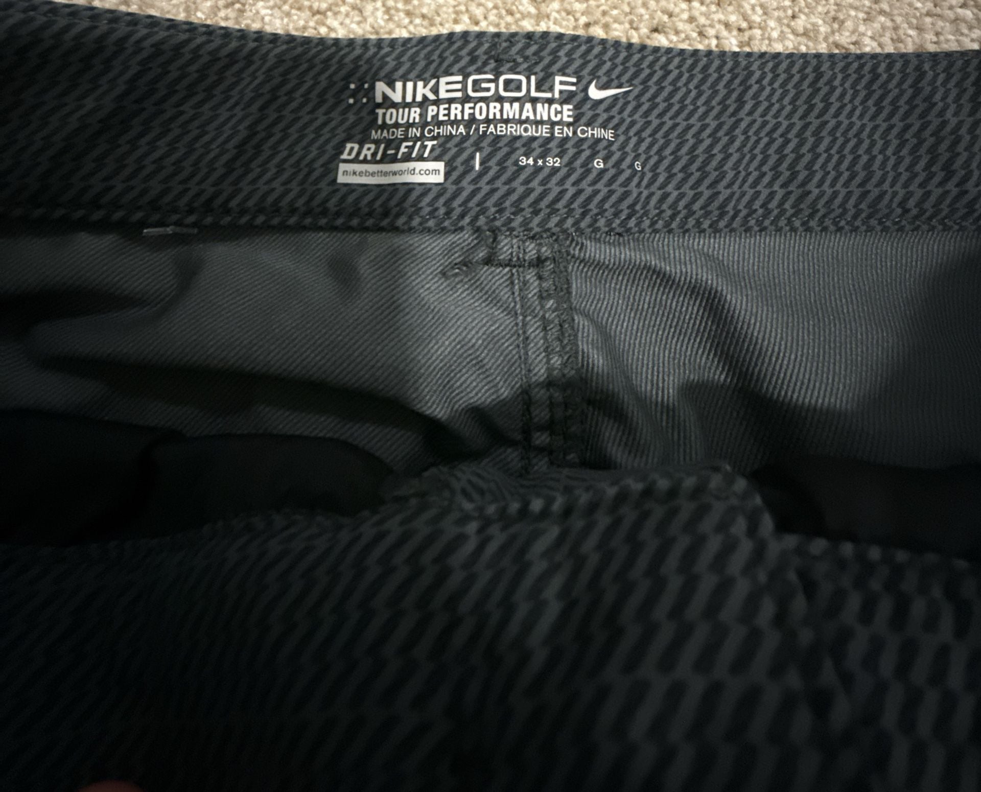 Nike Golf Tour Performance Dri-Fit Pants Size 34x32 Patterned Gray 3