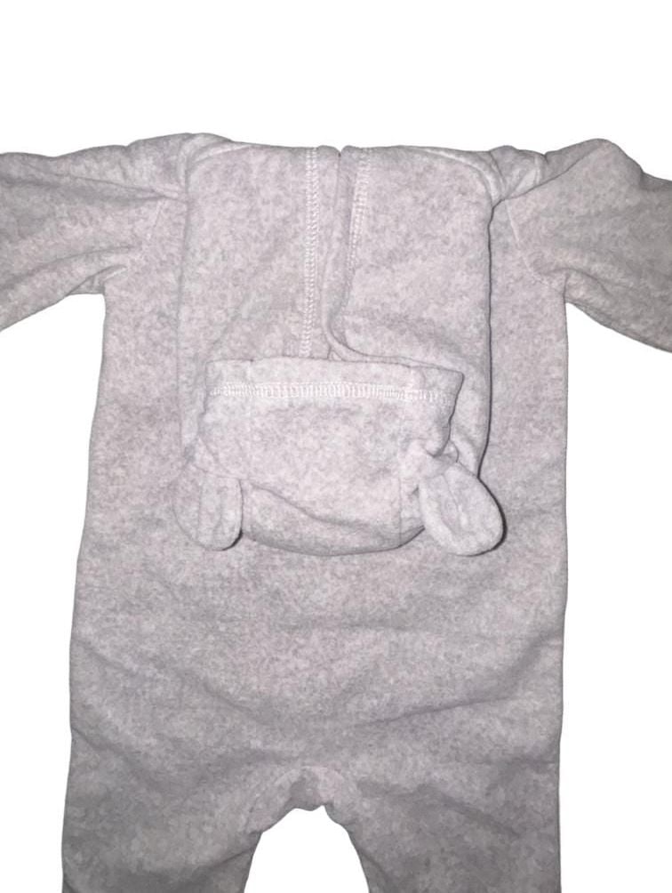 Carter’s Fleece Zip Up Jumpsuit With Sherpa Lined Hood Polar Bear Grey 9M 12
