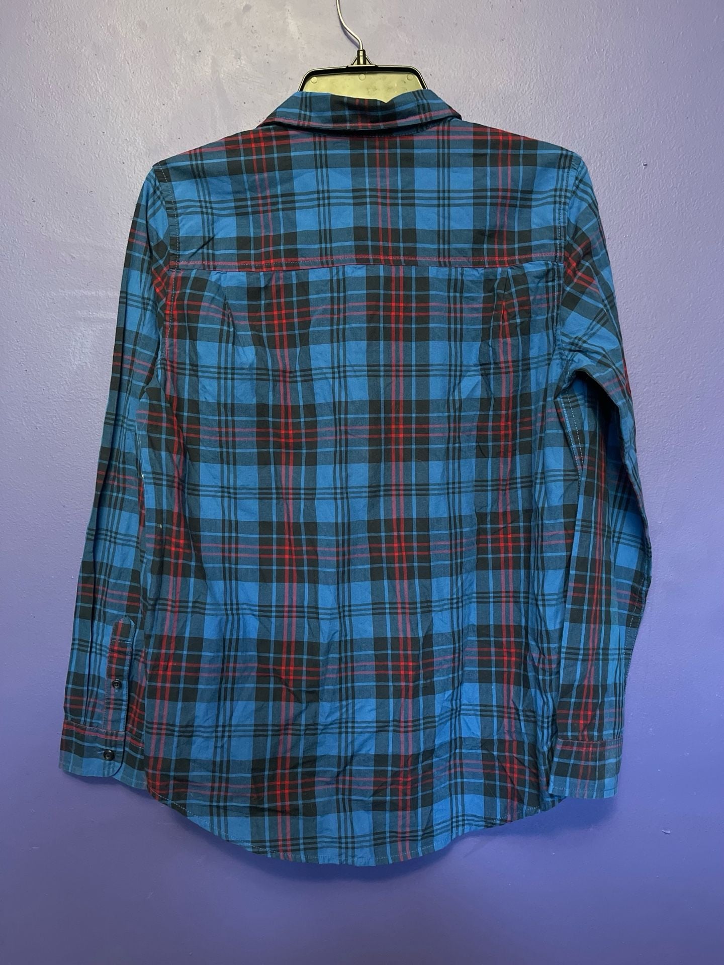 The Children's Place Plaid Button-Down Shirt Size 16 Blue Red Long Sleeve 3