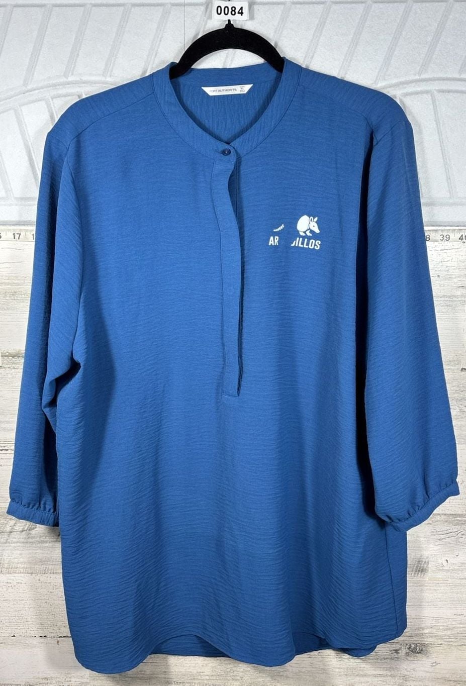 Port Authority 3/4-Sleeve Textured Crepe Tunic Size XL Blue 3