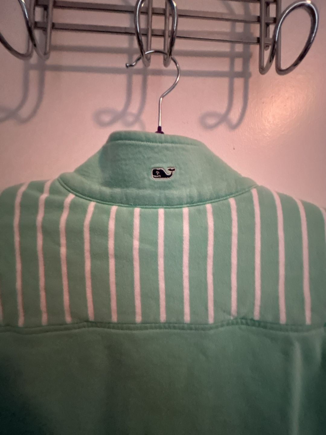 vineyard vines Quarter Zip Pullover Size S Mint Green Striped Shoulder 7