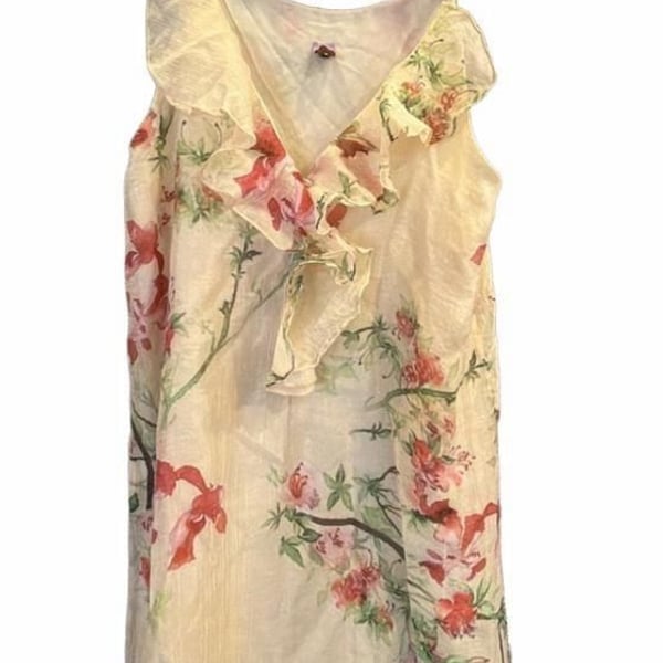 895 Farm Rio Floral Minidress Size M Cream Ruffle