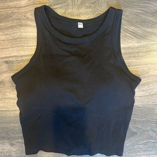 Uniqlo Ribbed Bra Crop Tank Top Size L Black
