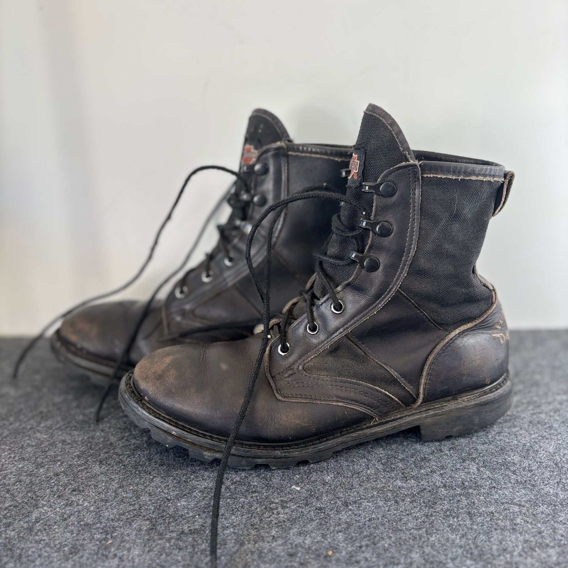 Harley Davidson Black Leather Combat Boots 2