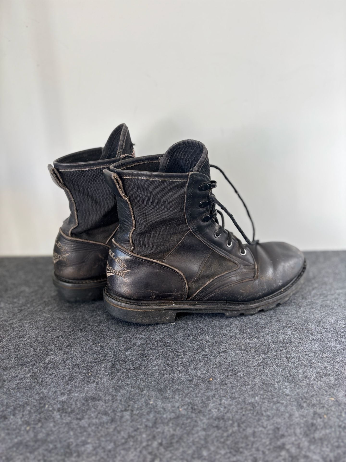 Harley Davidson Black Leather Combat Boots 7
