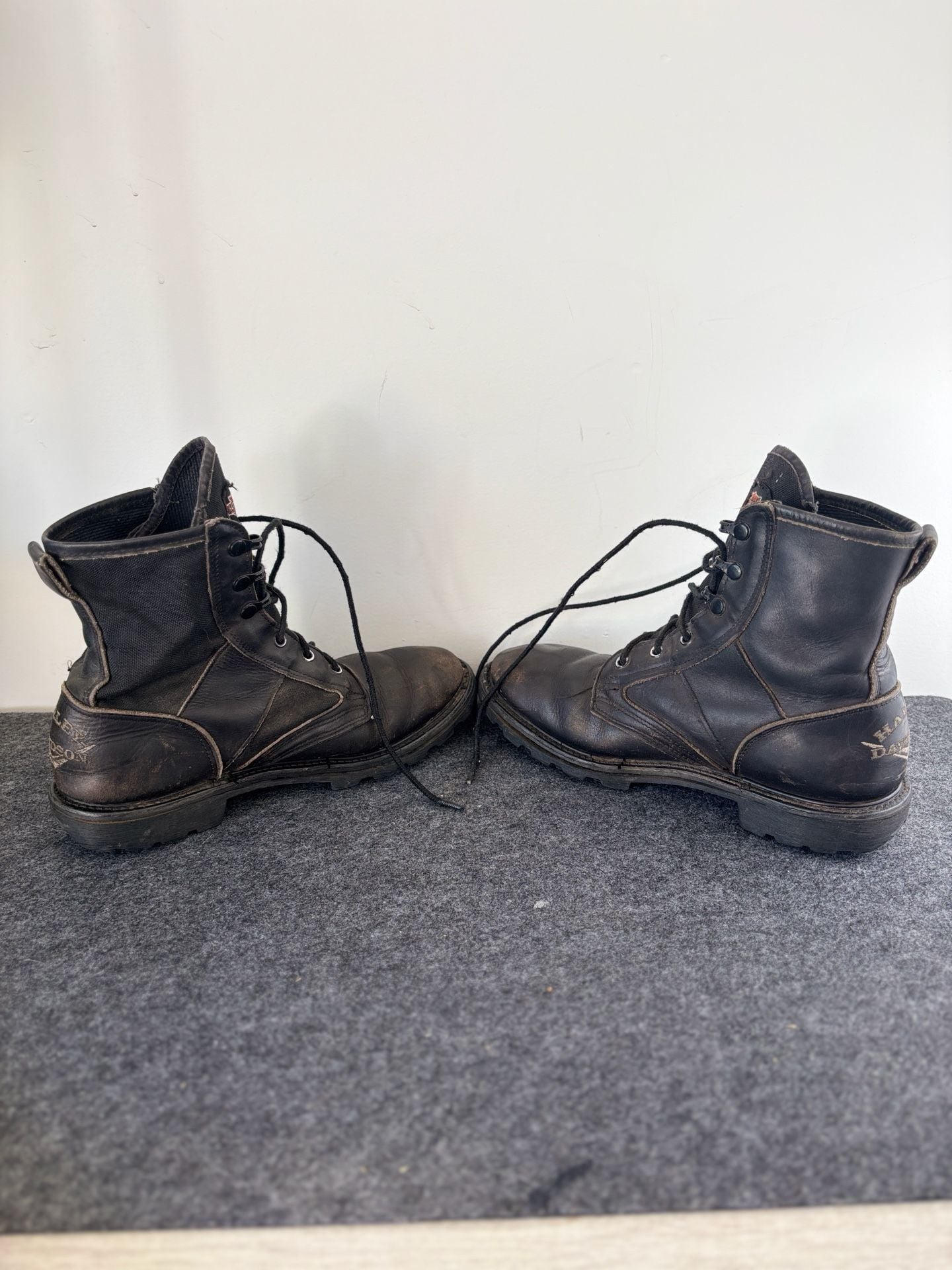 Harley Davidson Black Leather Combat Boots 8