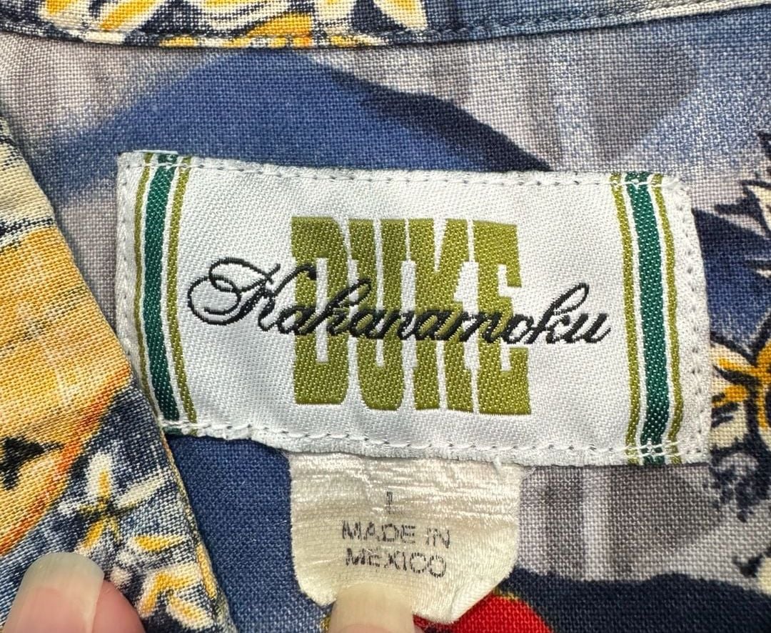 Vintage Duke Kahanamoku Hawaiian Shirt Mens L Tropical Scenic Aloha Cotton 3
