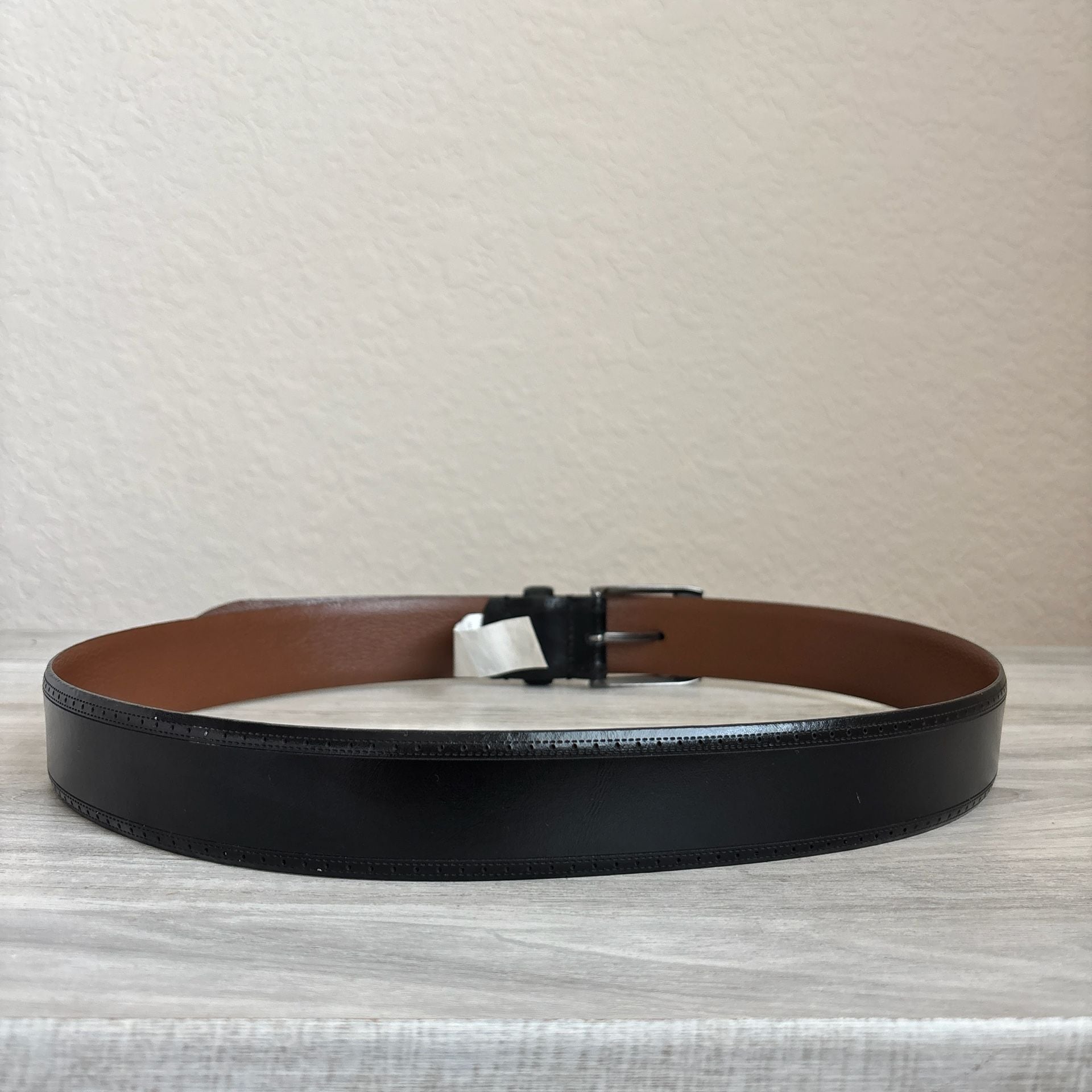 Mens Wearhouse Genuine Italian Leather Black Belt Size 32/80 New with Tags. 5