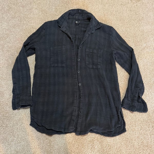 Billabong Button-Up Shirt Size M Black Long Sleeve Gauze Plaid