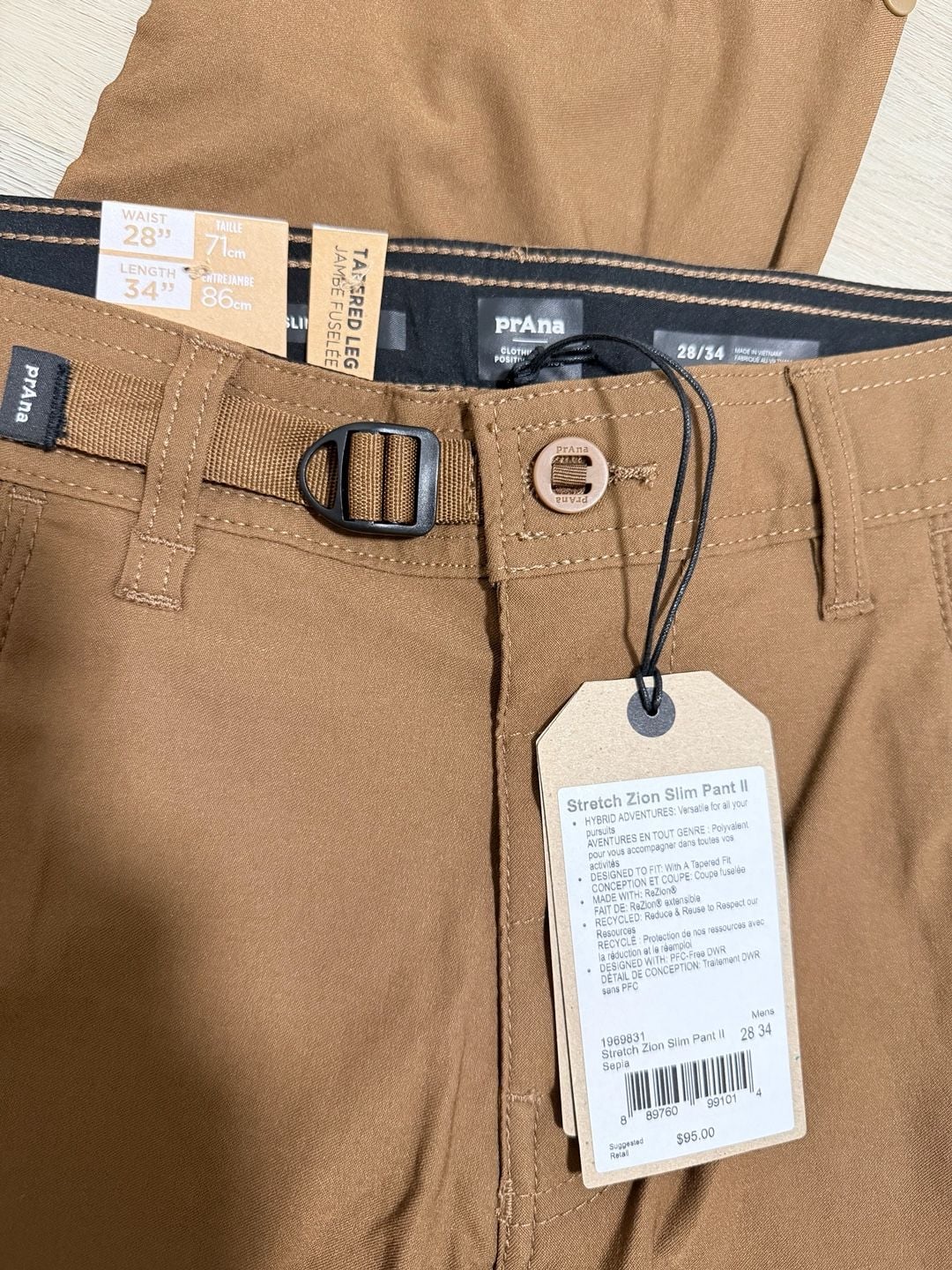 PrAna Stretch Zion Slim Pant II Size 28x34 Sepia Brown Hiking 5