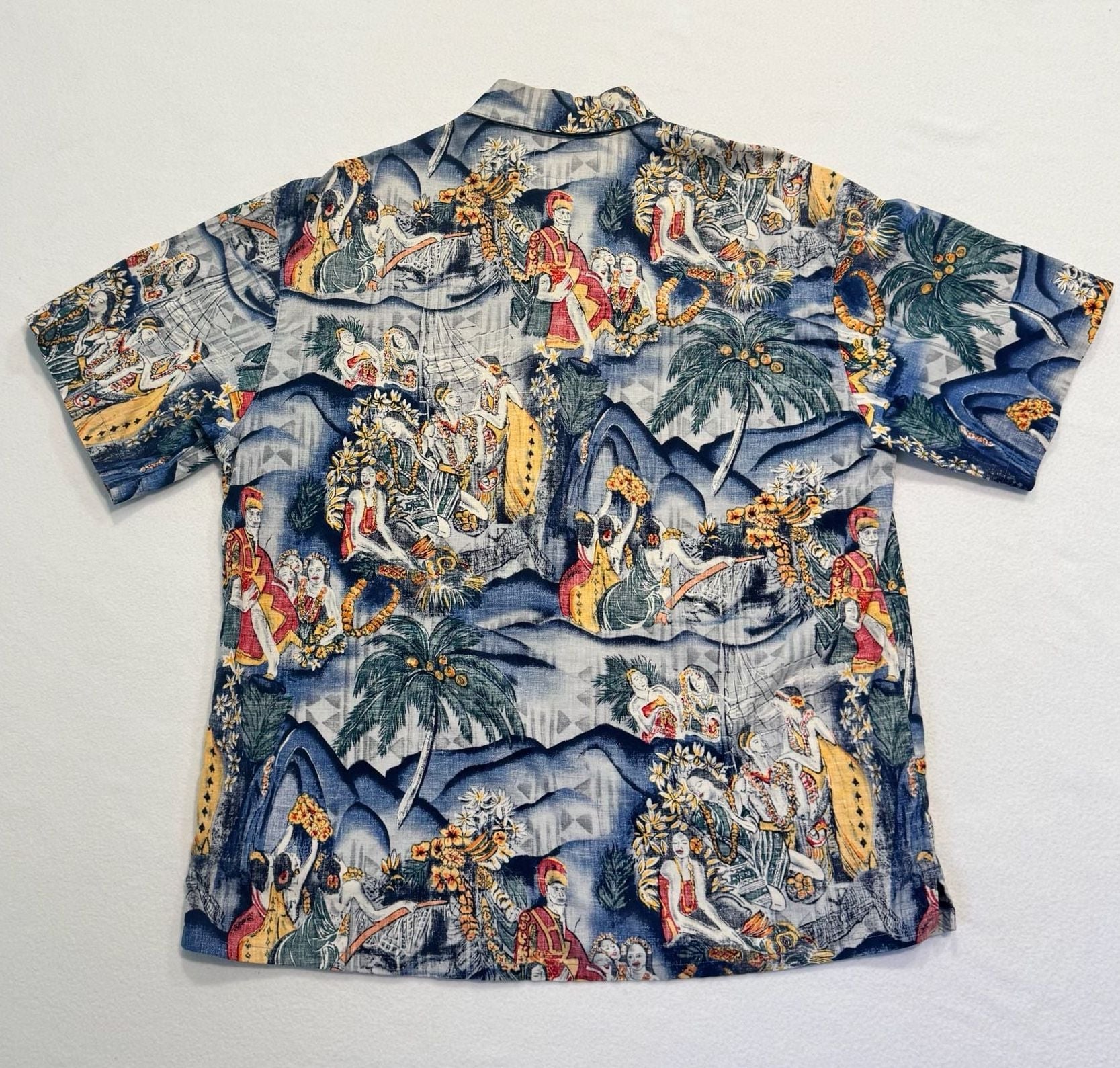 Vintage Duke Kahanamoku Hawaiian Shirt Mens L Tropical Scenic Aloha Cotton 8