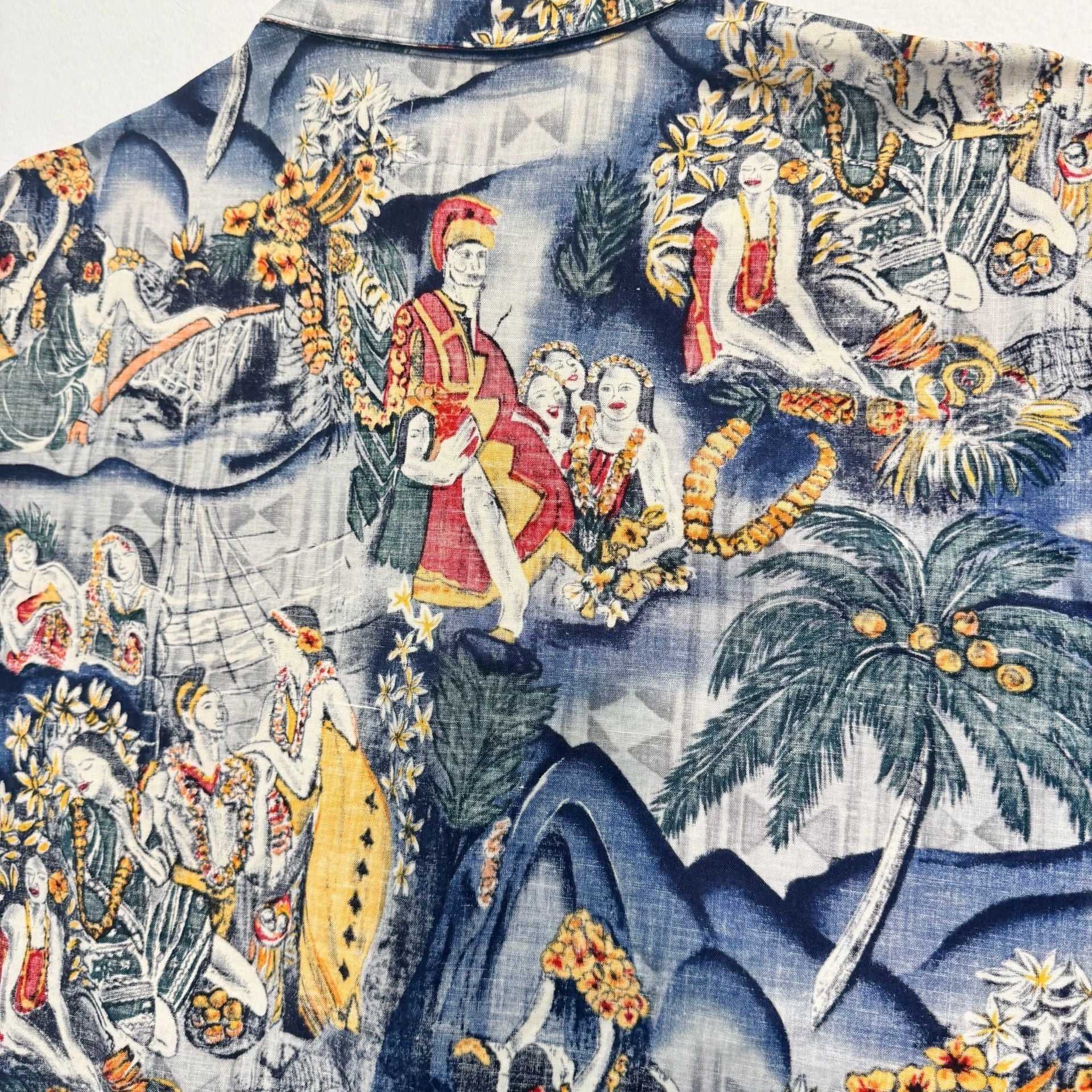 Vintage Duke Kahanamoku Hawaiian Shirt Mens L Tropical Scenic Aloha Cotton 9