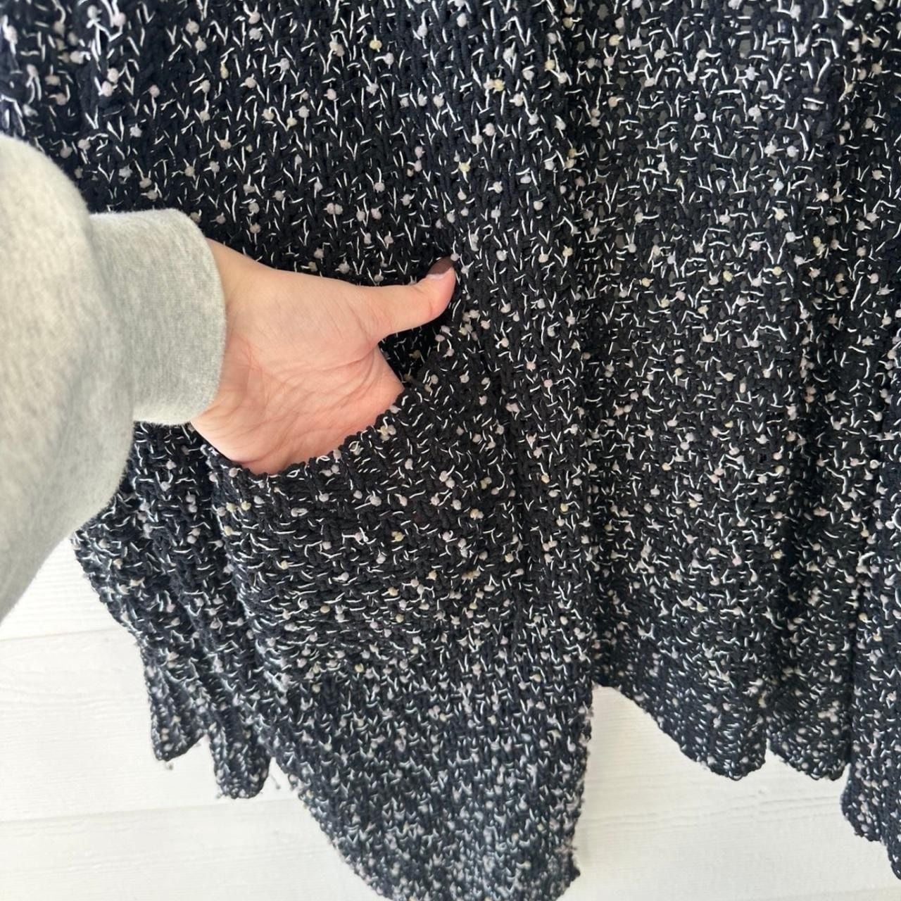 Haptics Open Front Cardigan Sweater Size 2X Black White Marled Knit Pockets 3