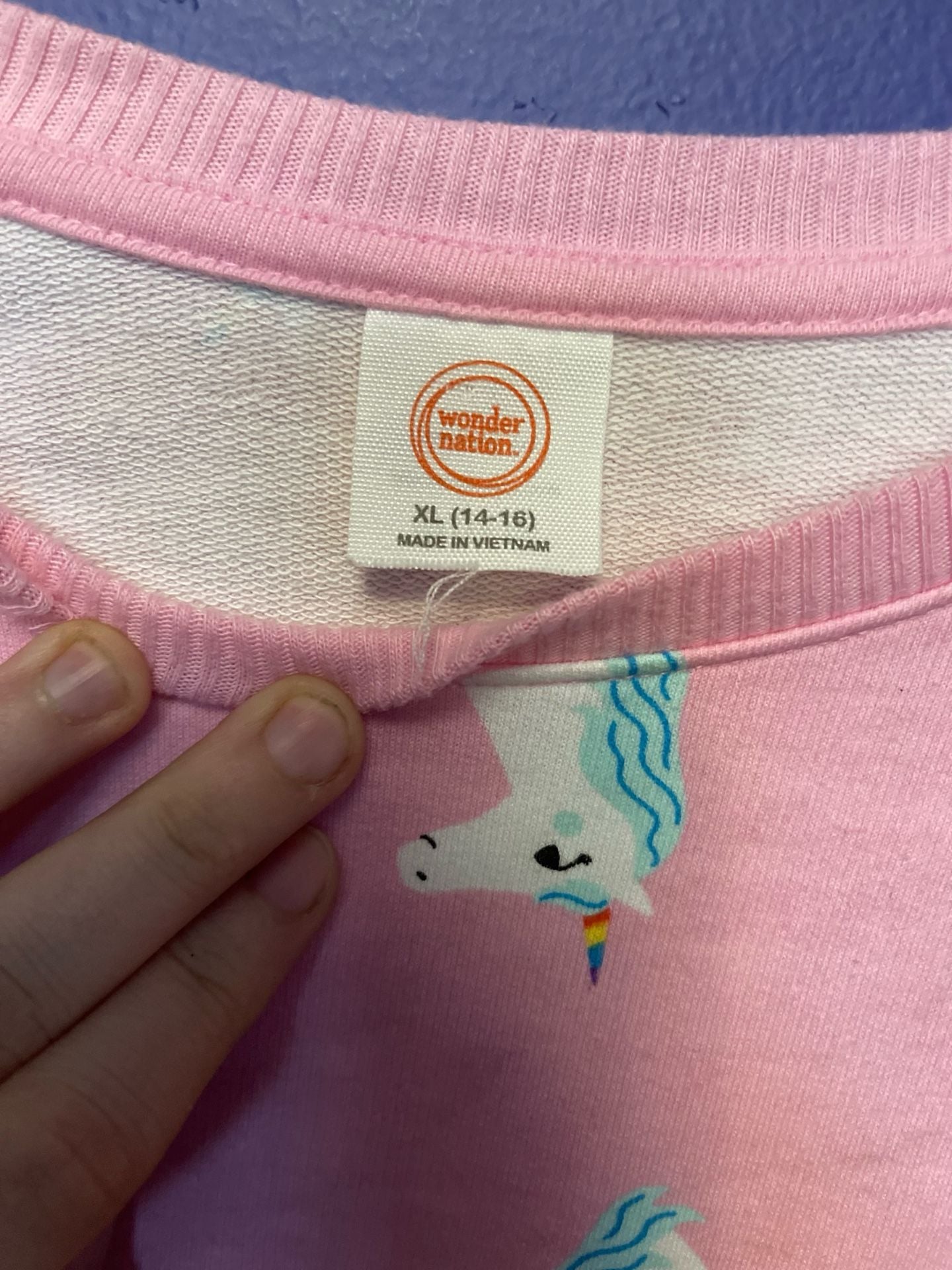 Wonder Nation Sweatshirt Dress Size XL 14-16 Pink Unicorn Long Sleeve 4