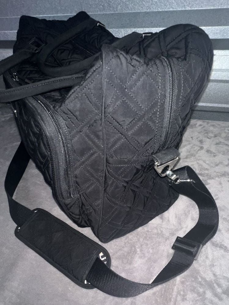 Vera Bradley Stroll Around Baby Diaper Bag Black Quilted Travel 5