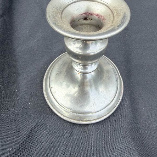WEB Pewter Weighted Candlestick Holder 4.5" Silver