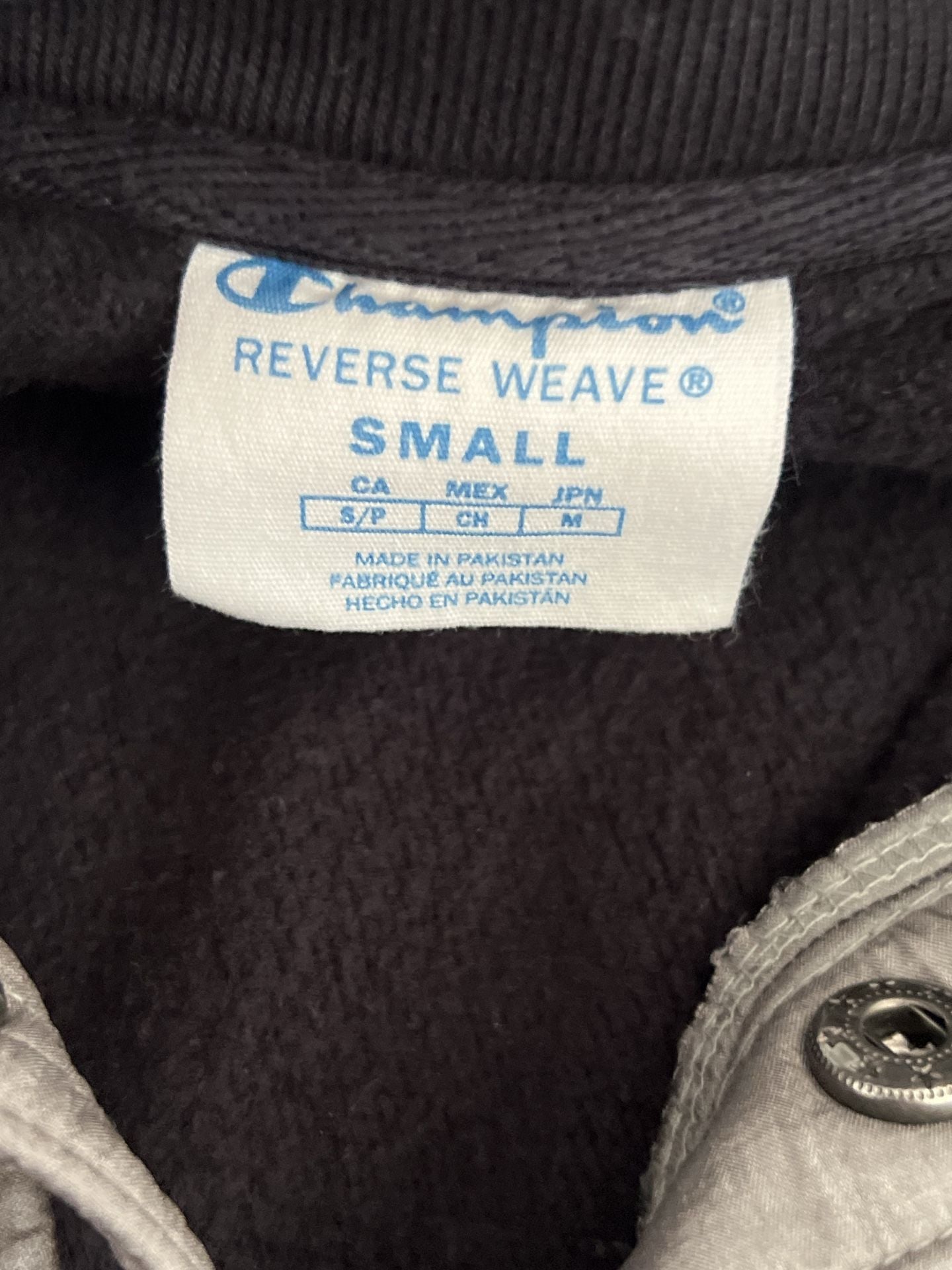 Champion Chico State Reverse Weave Size Small Black Gray 1/4 Snap Pullover 6