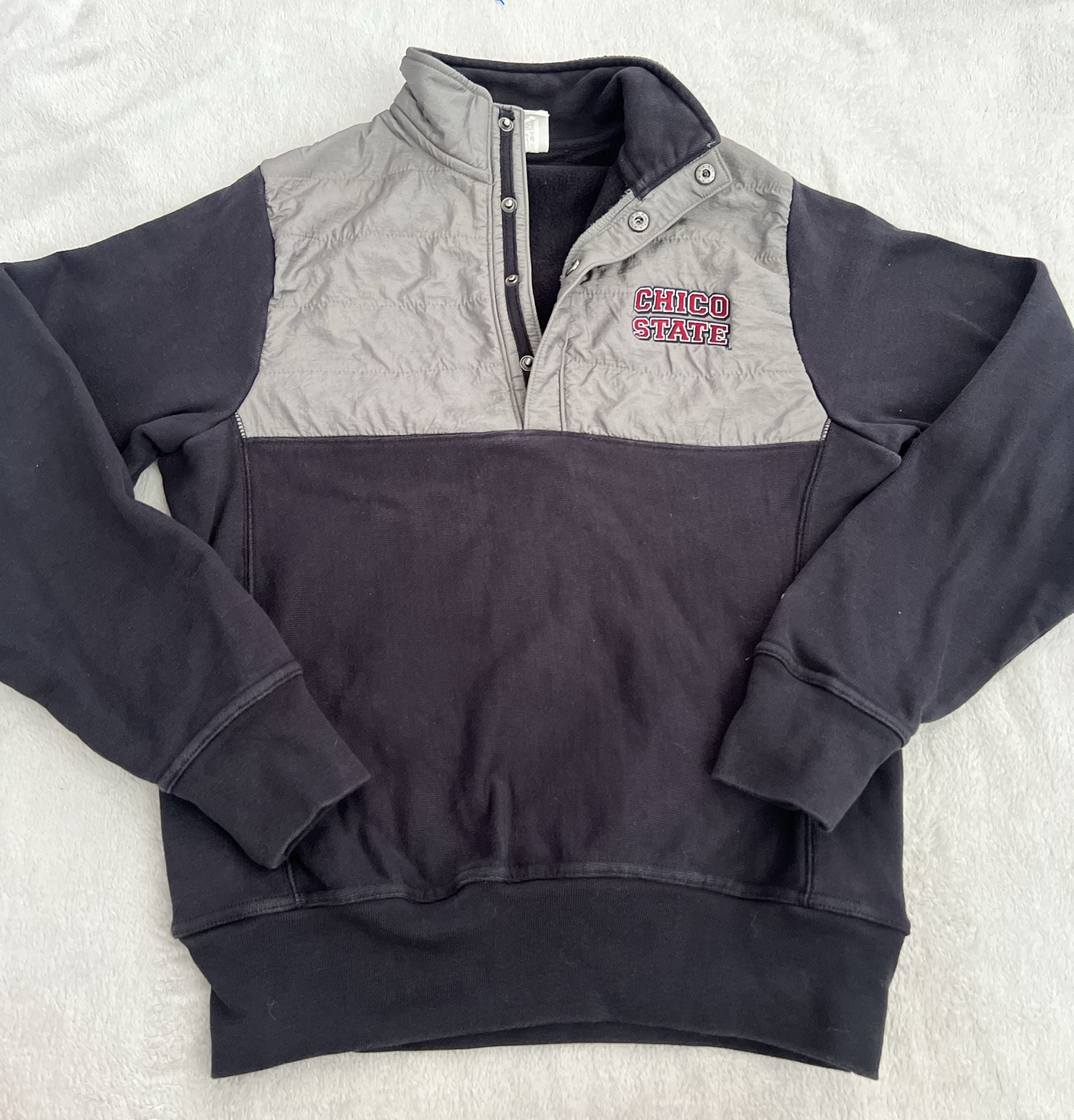 Champion Chico State Reverse Weave Size Small Black Gray 1/4 Snap Pullover 2