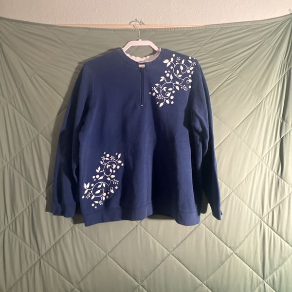 Blair Floral Zip Sweatshirt Size L Blue Layered Look