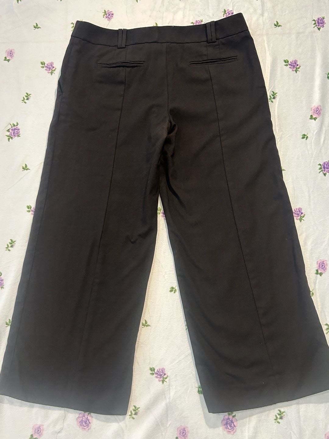 Tory Burch Wide Leg Wool Pants Size 10 Black Career Trousers 4