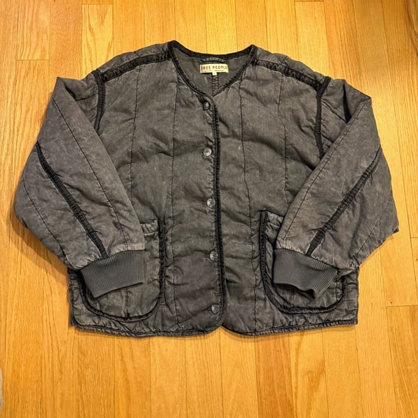 Free People Quilted Bomber Jacket Size XL Gray Cotton oversized fit