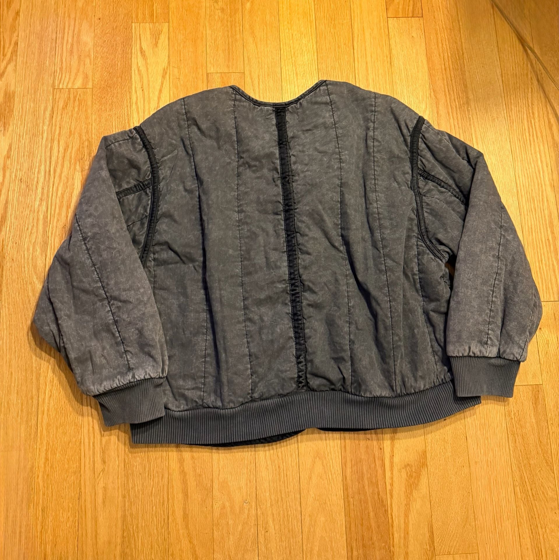Free People Quilted Bomber Jacket Size XL Gray Cotton oversized fit 10