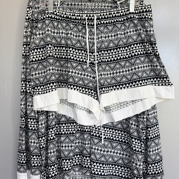 Cosabella Bella Comfort Long Sleeve Top And Boxer Set Size 1X Geo Black White