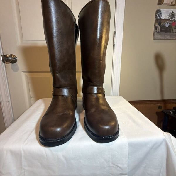 Windsor Edgy Look Under-The-Knee Moto Boots Brown