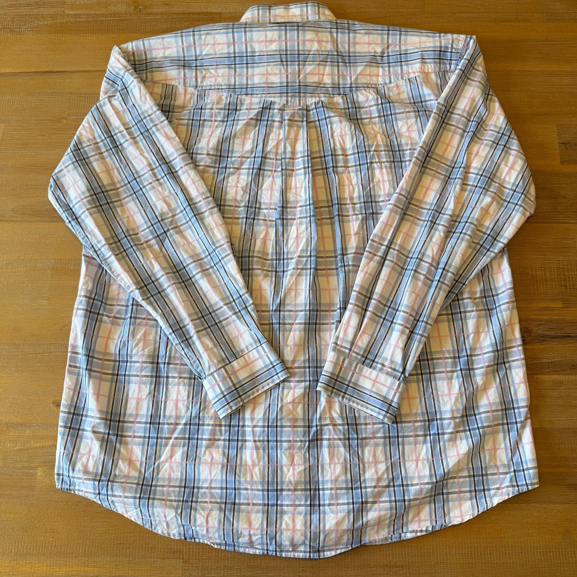 Stetson Western Shirt Large Blue Pink Plaid Long Sleeve Button Down Cotton Mens 3