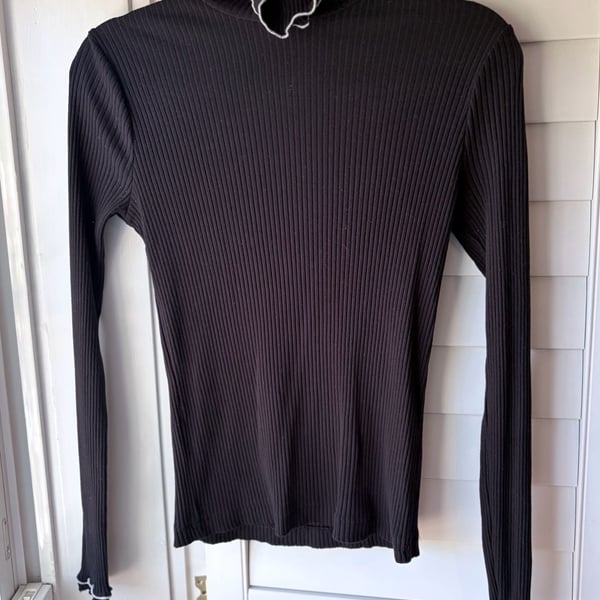 J.Crew Ribbed Turtleneck Delicate Feminine Lettuce Trim Elevated Basic 
