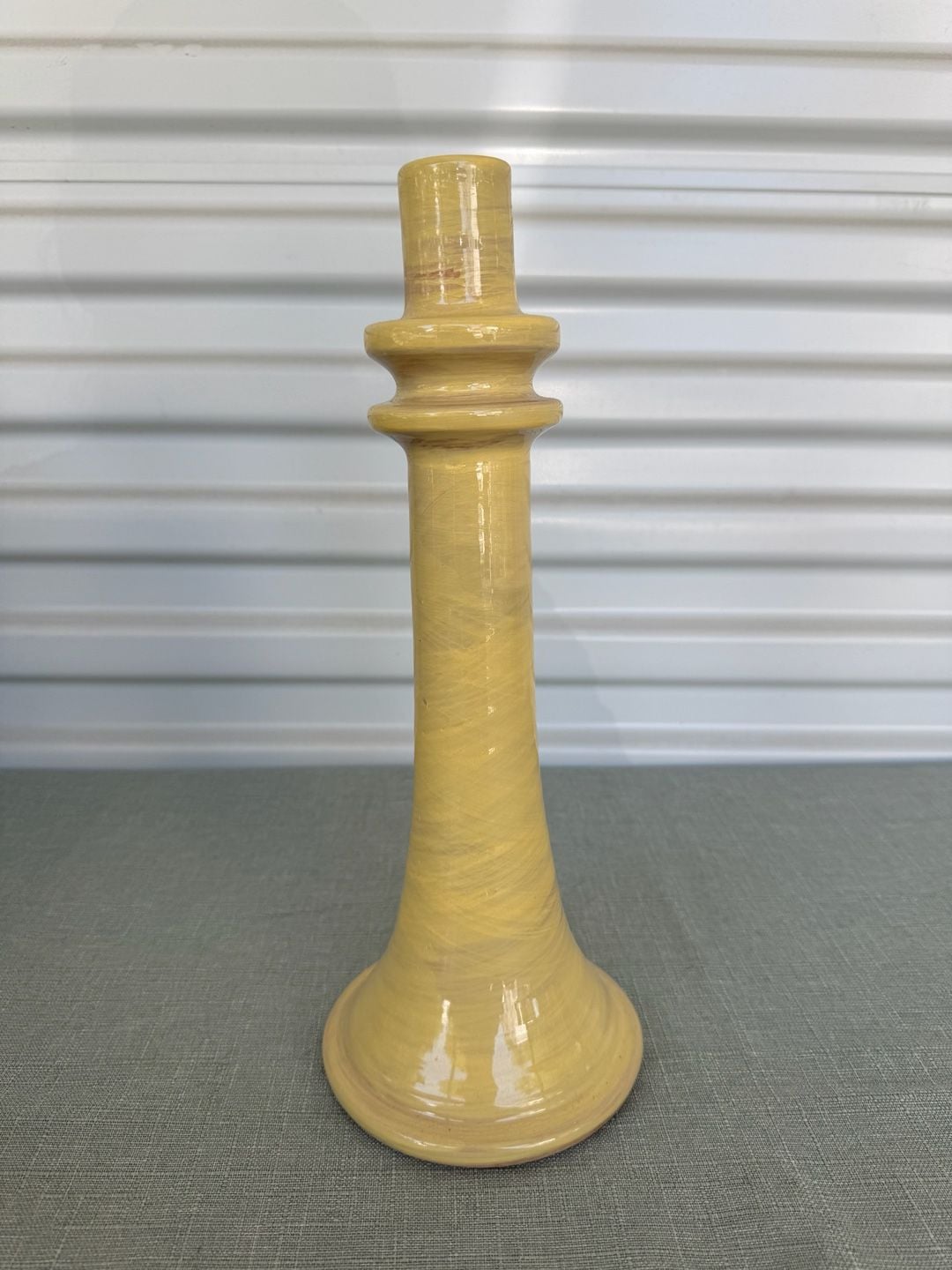 Ceramic Candlestick Holder Yellow Glaze 1
