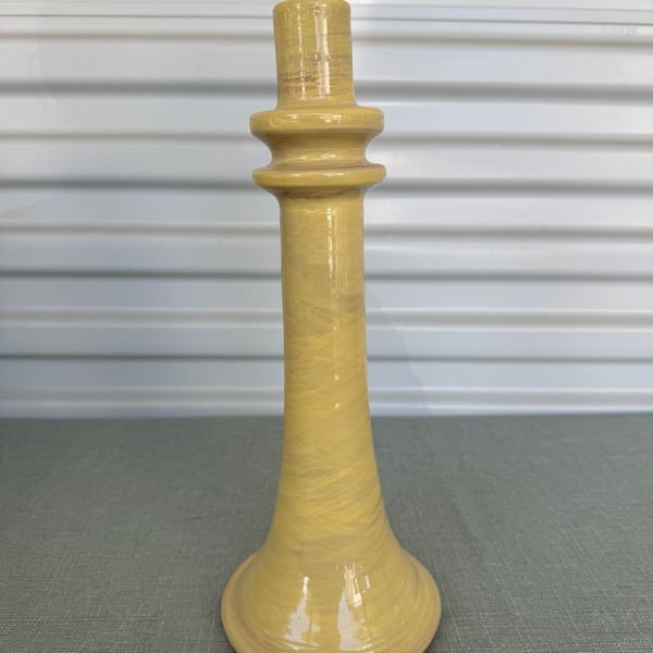 Ceramic Candlestick Holder Yellow Glaze