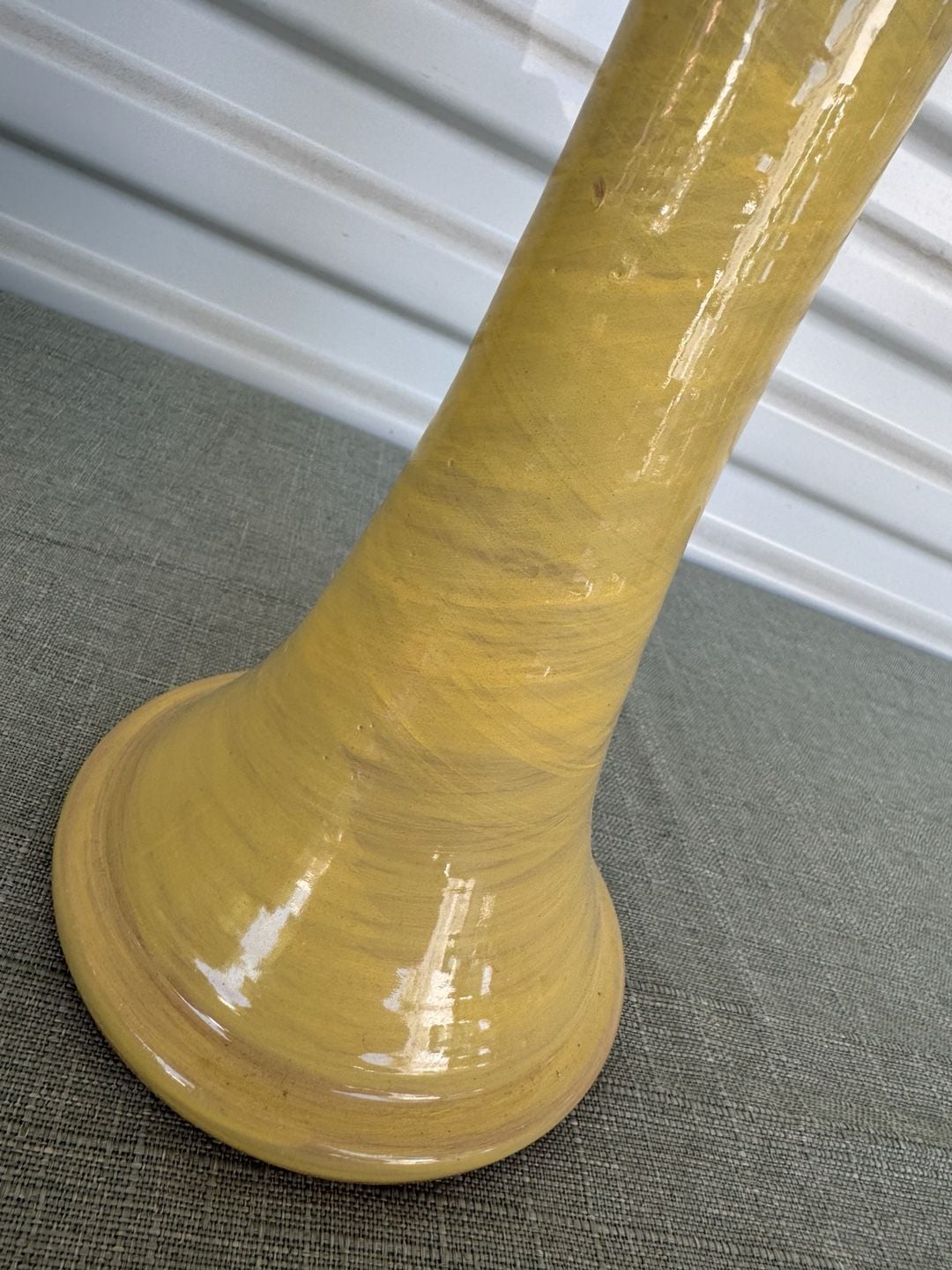 Ceramic Candlestick Holder Yellow Glaze 2