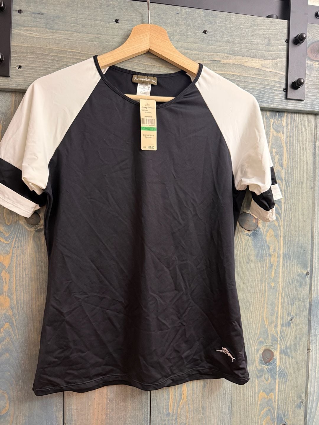 Tommy Bahama Deck Piping Rash Guard Size L Black White - new w tags retail $88! 2