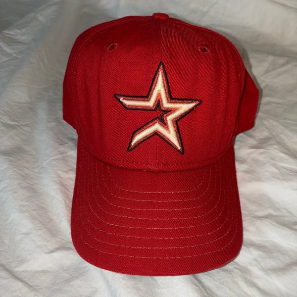 New Era Houston Astros 59FIFTY Hat Size 7 1/8 Red Wool MLB Fitted Cap