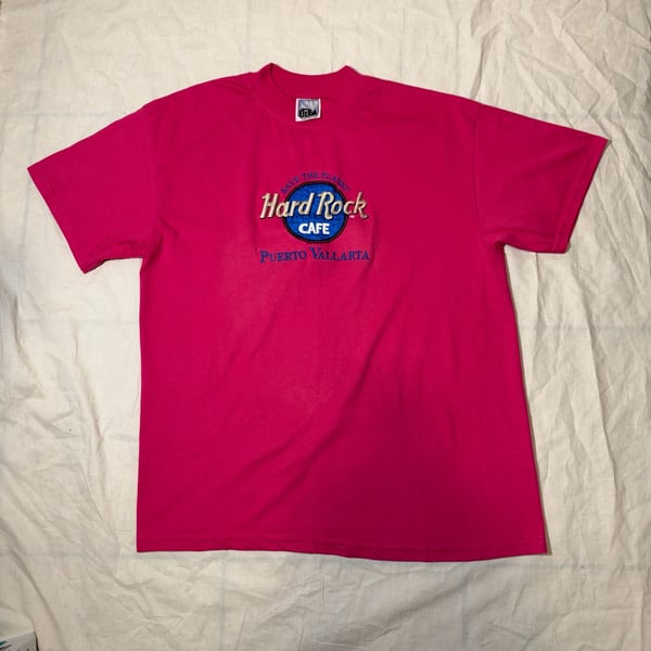 Men’s Hard Rock Cafe Puerto Vallarta T-Shirt Hot Pink size L