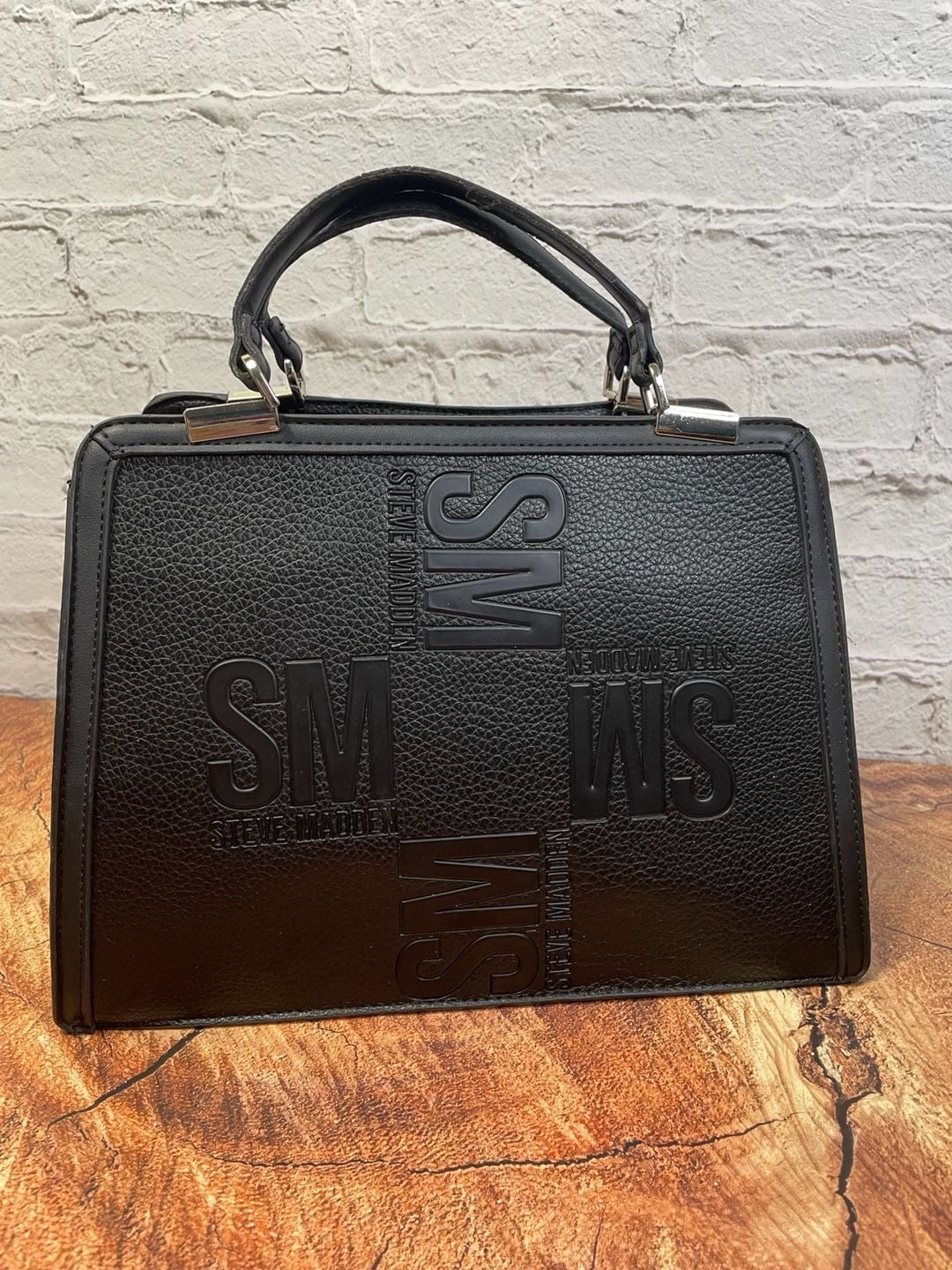 Steve Madden Bmateo Black Embossed Satchel Bag 4