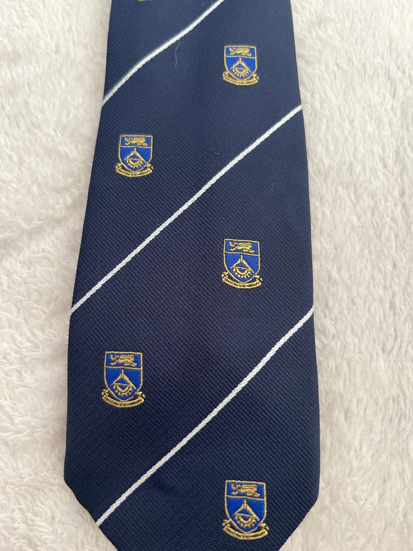 Goldlion Club Tie Navy Blue Crest Crest Shield Striped 2