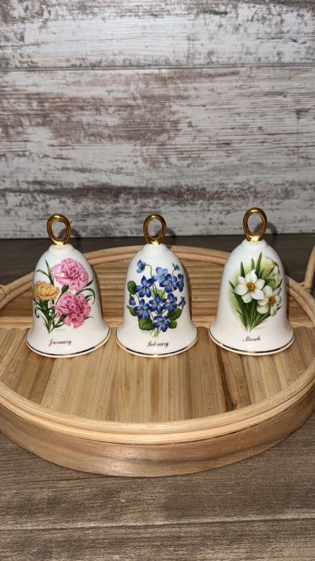 Complete 12-Piece Vintage D. Hague "Flower of the Month" Bone China Bell Collection (1981-1982) 3