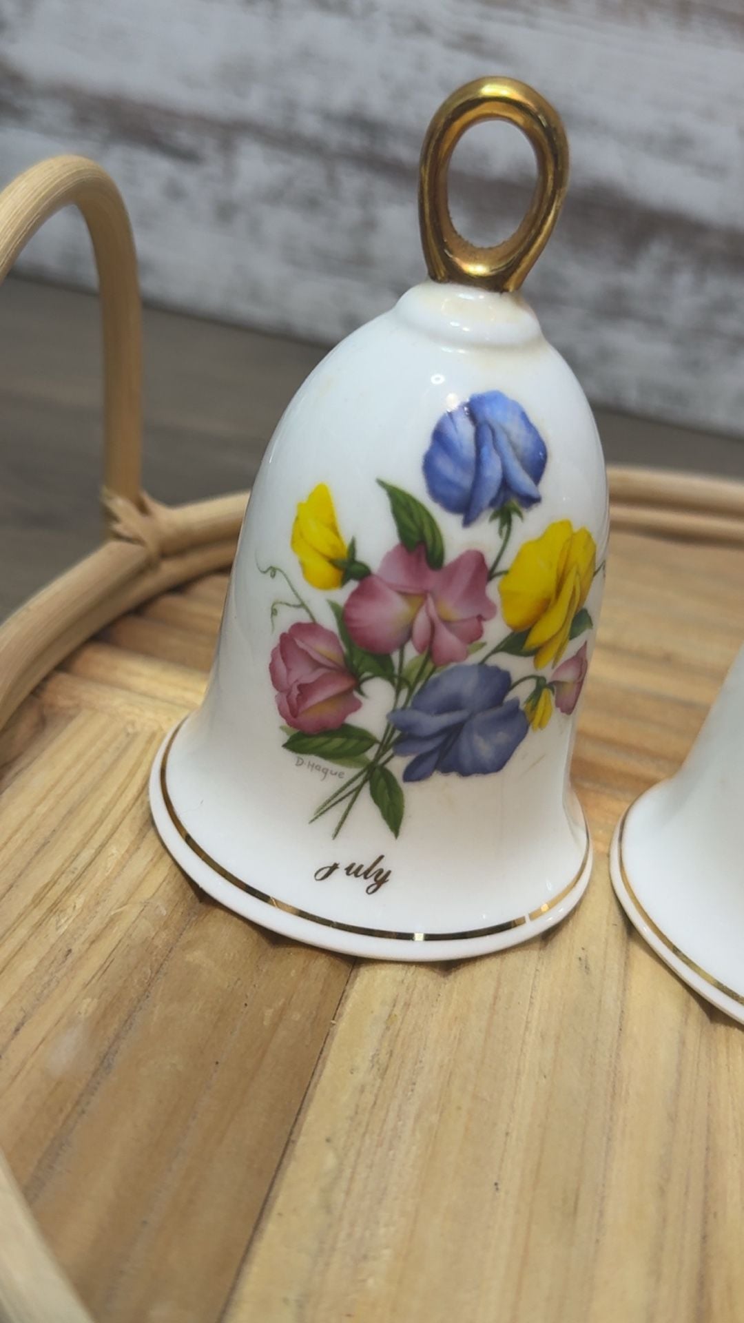 Complete 12-Piece Vintage D. Hague "Flower of the Month" Bone China Bell Collection (1981-1982) 6