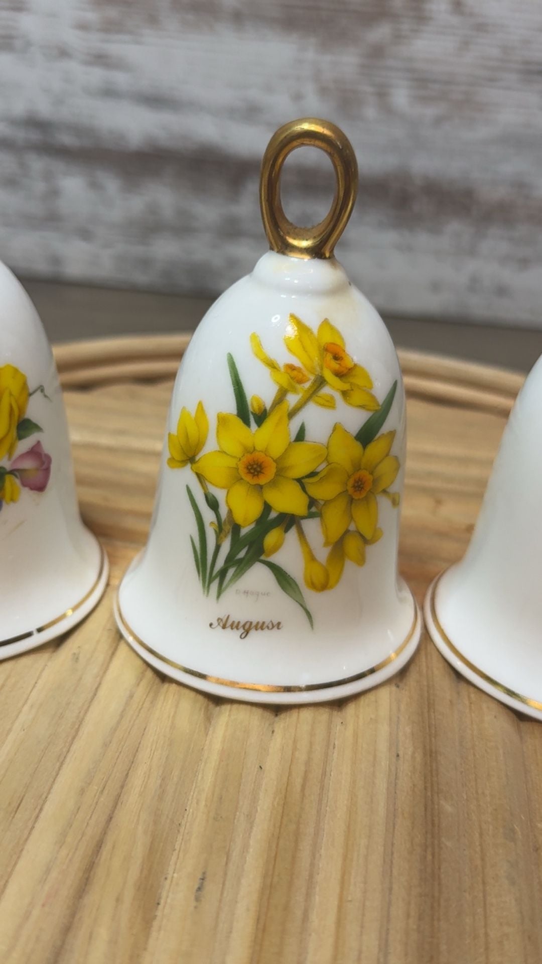 Complete 12-Piece Vintage D. Hague "Flower of the Month" Bone China Bell Collection (1981-1982) 7
