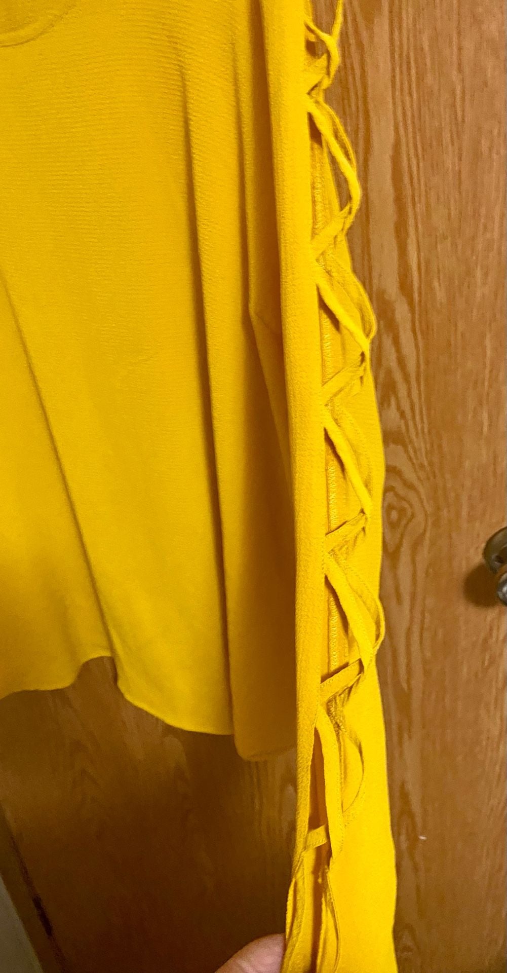 Rue+ Yellow Top Size 2X Lace-Up Sleeve Blouse 4